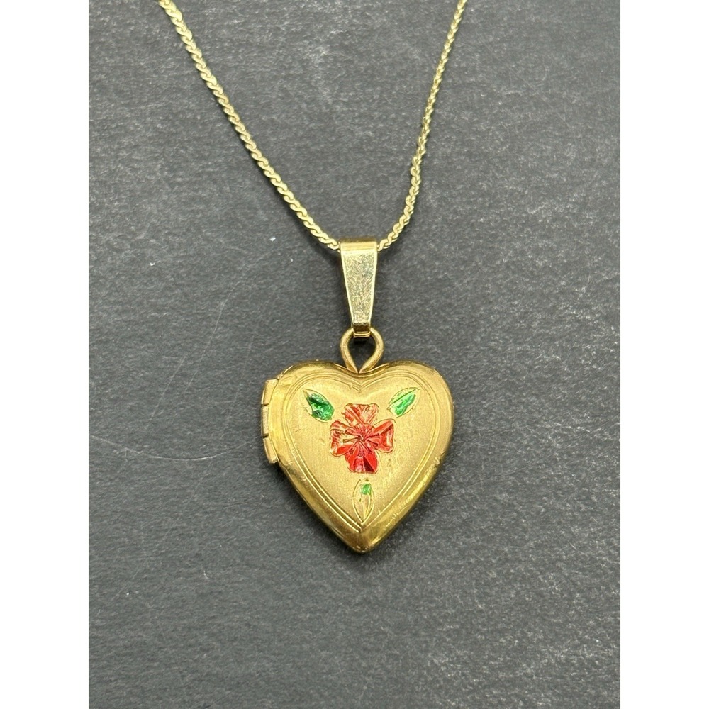 Vintage 18" Gold Filled Heart Locket Pendant Necklace H10